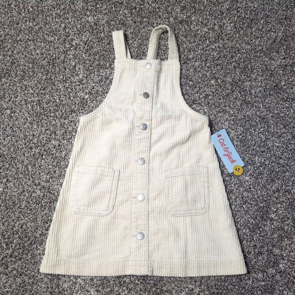 NEW Cat & Jack Toddler Corduroy Skirtalls, Cream, Size 4T